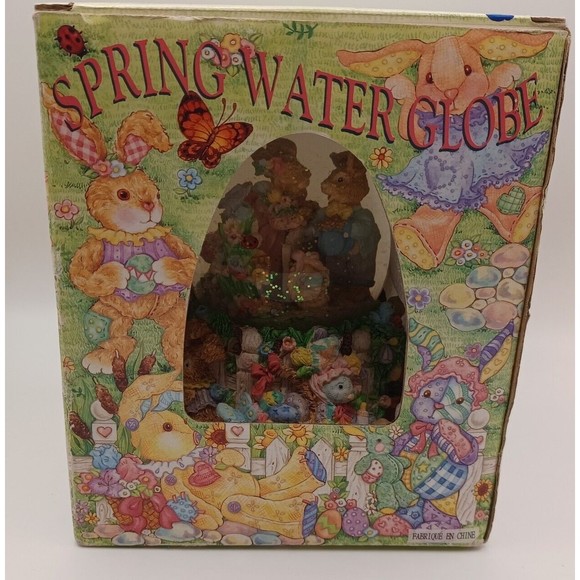 Easter Spring Water Globe Musical " Easter Parade" Peter Cottontail Egg Shaped - Picture 6 of 6